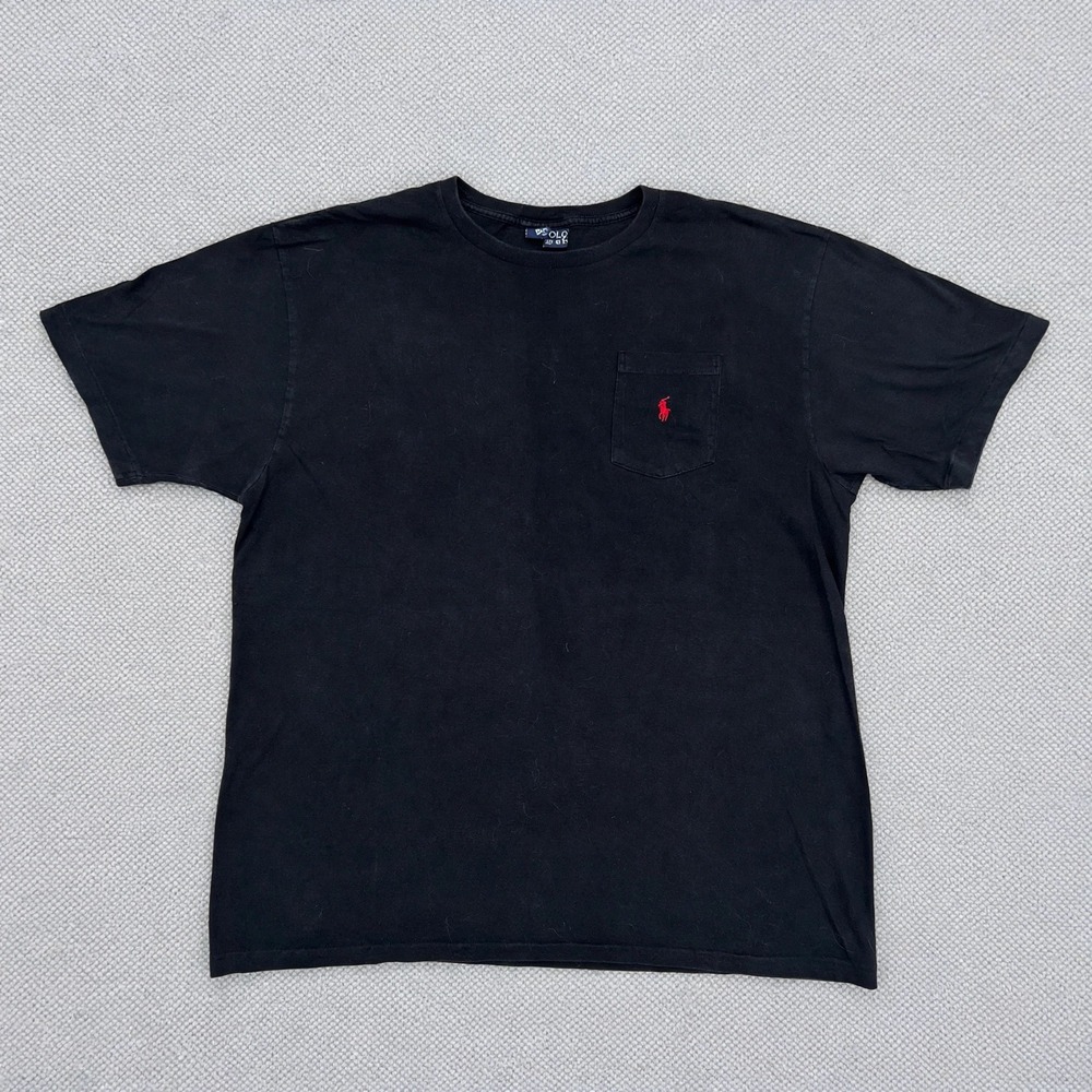 Vintage 90s Polo Ralph Lauren Pocket T-Shirt Faded Black Men's XL